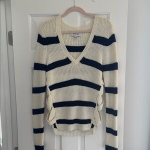 Derek Lam Cream and Navy Striped Sweater